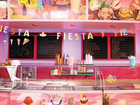 La Michoacana - easily the most creative (and colorful) ice cream shop in Richmond! Mexican Ice Cream Shop, La Michoacana Ice Cream, Mexican Ice Cream, Small Restaurant Design, Colorful Ice Cream, Small Restaurant, Agua Fresca, Ice Cream Shop, Restaurant Interior