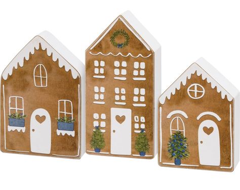 Gingerbread House Designs, Burlap Canvas, Small Wooden House, Gingerbread Village, Wooden Houses, Primitives By Kathy, Gingerbread Houses, Christmas Characters, Wooden House