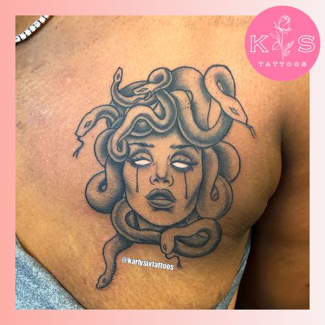 Medusa tattoo Afro Medusa Tattoo, Medusa Tattoo Black Women, Black Medusa Tattoo, Simple Medusa Tattoo, Neck Tats, Black Medusa, Tattoos For Black Skin, Medusa Tattoo, Tattoo Black