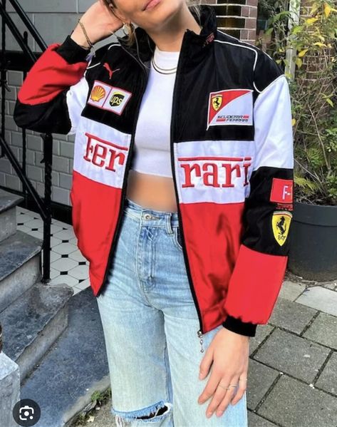 Ferrari Racing Jacket, Ferrari Vintage, Ferrari Jacket, Flying Jacket, Streetwear For Men, Racing Jackets, Ferrari Racing, Racing Jacket, 90s Streetwear