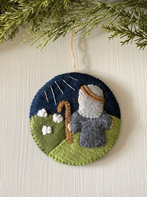 Pattern Nativity Felt Ornament Christmas Decoration, Shepherd With Sheep, Pdf for Hand Sewing - Etsy Round Felt Ornaments, Sheep Felt Pattern, Shepherd Christmas Craft, Patchwork Christmas Ornaments, Handmade Felt Ornaments Free Pattern, Felt Ornament Christmas Tree, Felt Candle Ornament, Felt Nativity Pattern Templates, Felt Star Ornaments