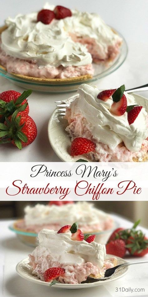 Strawberry Chiffon, Chiffon Pie, Strawberry Stuff, Spring Meals, Saffron Threads, Spring Desserts, Oreo Dessert, Strawberry Pie, Mouthwatering Recipes