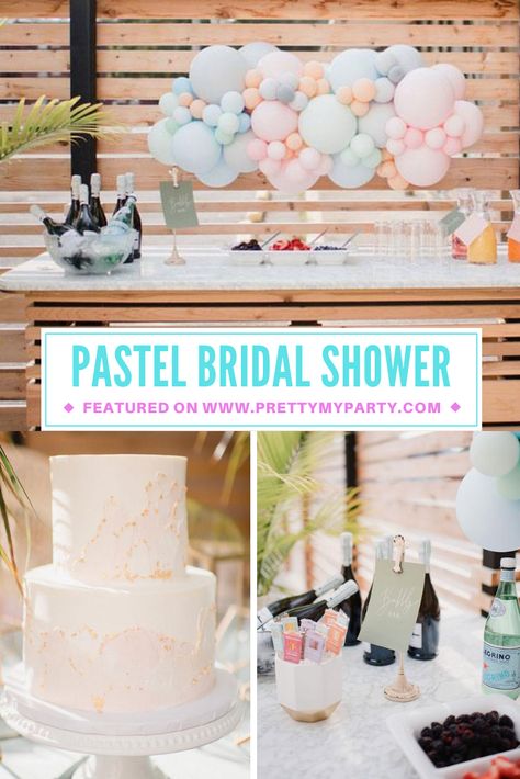 Outdoor Bridal Showers, Bridal Shower Desserts, Bridal Shower Activities, Bubbly Bar, Pastel Cakes, Cake Bridal, Shower Desserts, Modern Bridal Shower, Bridal Shower Cakes