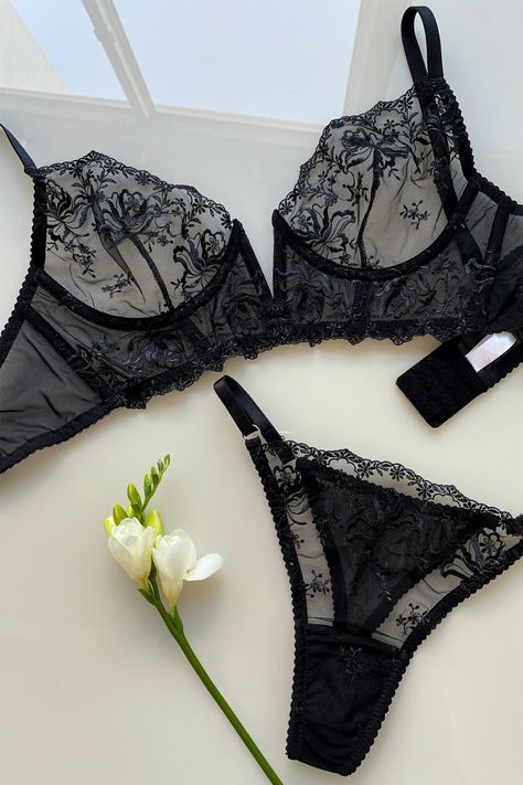 Premium Emilia Black Handmade Lingerie Set – Angie's showroom Undergarment Fashion, Lingerie Outfit, Luxury Loungewear, Body Outfit, Loungewear Luxury, Novelty Clothing, Lingerie Sets, Pretty Lingerie, Luxury Lingerie