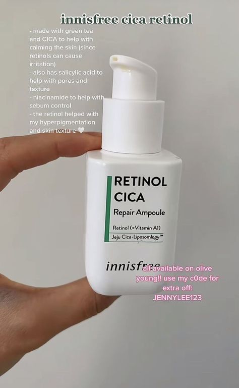 Retinol, skincare, beauty, skin aging, wrinkles, womens lifestyle, healthy, fitness Innisfree Retinol Cica, Innisfree Retinol, Retinol Cica, Serum Packaging, Skin Aesthetics, Black Skin Care, Natural Cleanser, Skin Care Brands, Health Skin Care