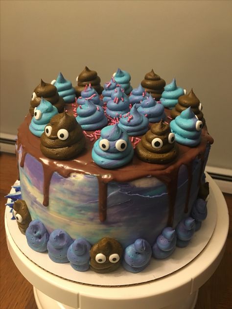 #Poopemojicake #cake #poop #emoji #colorful Poop Cake, Emoji Decorations, Kitty Litter Cake, Emoji Cake, Halloween Birthday Cakes, Poop Emoji, Food O, Diy Cake, Boy Birthday Parties