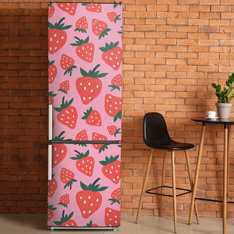 Flower Kitchen Decor, Modern Refrigerator, Black Fridge, Refrigerator Wrap, Pink Fridge, Refrigerator Decor, Fridge Wrap, Fridge Decals, Refrigerator Wraps