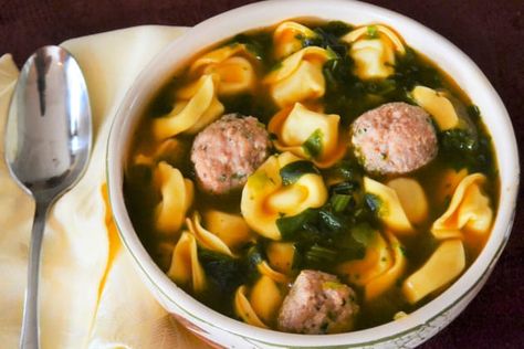 Meatball Tortellini Soup Recipe Meatball And Tortellini Soup, Meatball Tortellini, Meatball Tortellini Soup, Soup With Meatballs, Beef Shank Recipe, Chicken Nachos Recipe, Turkey Meatball, Baked Rigatoni, Pesto Tortellini