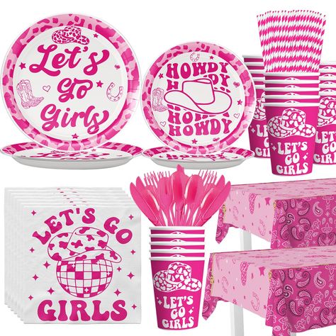 PRICES MAY VARY. 【SERVE 24 GUESTS】This west cowgirl set includes 24pcs 9 inches plates, 24pcs 7 inches plates, 24pcs Napkins, 24pcs ounce paper cups, 24pcs plastic forks, 24pcs plastic knifes, 24pcs plastic spoons, 24pcs paper straws, 2pcs 54inch*108inch tablecloths. These high-quality party supplies and well-designed patterns will surely be a hit at your wonderful party! 【COWGIRL THEME DESIGN】These Pink Cowgirl Theme birthday party table centerpieces adopt classic cowgirl themed elements, such Cowgirl Theme Birthday, Cowgirl Decorations, Cowgirl Party Decorations, Sweet 16 Party Decorations, Cowgirl Bachelorette Parties, Party Table Centerpieces, Cowgirl Birthday Party, Plastic Forks, Cowgirl Birthday