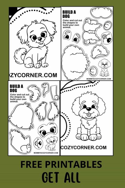 Check out these Free Build Your Own Dog Craft Printables. These build your own craft activity printables are perfect year round. Halloween Word Search Printables, Parrot Craft, Activity Printables, Dog Craft, Craft Printables, Free Worksheets For Kids, Halloween Word Search, Turkey Coloring Pages, Animal Printables