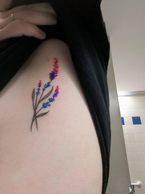 Tiny Pride Tattoos, Pride Flower Tattoo, Pride Month Tattoos, Bisexual Tattoos For Women, Subtle Queer Tattoos, Bi Tattoos For Women, Bi Pride Tattoo Ideas, Gay Tattoo For Women, Subtle Gay Tattoo