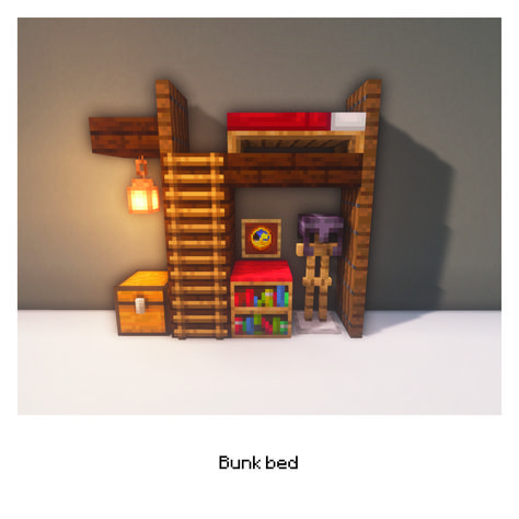 Minecraft Bunk Bed Designs, Loft Bed Minecraft, Bunk Beds Minecraft, Minecraft Bunk Bed Ideas, Bunk Bed Minecraft, Bed Minecraft Ideas, Minecraft Bunk Bed, Minecraft Couch, Minecraft Beds