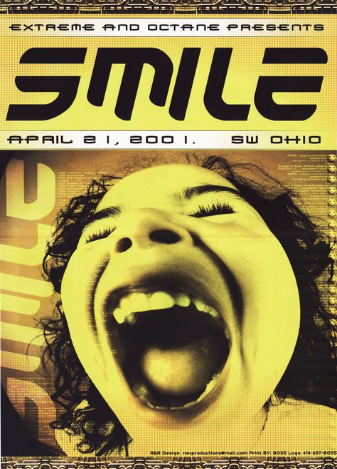 2001 Rave Poster, Mania Aesthetic, Rave Poster, Smile Poster, 2000 Era, Clout Collection, April 21, Radiohead, Unique Styles