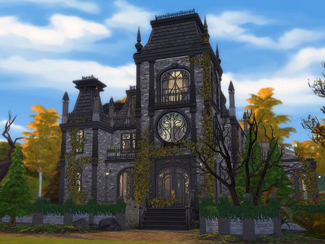 Gothic Manor Sims 4, Sims 4 Gothic House, Sims 4 Vampire House, Vampire Manor, Gothic House Plans, Gothic Victorian House, Vampire Mansion, Fantastic Architecture, Vampire House