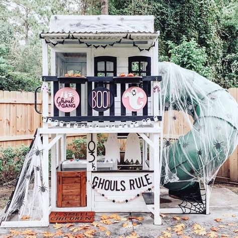 Cozy Escape Playhouse, Haunted Playhouse, Painted Playhouse, Under Stairs Playhouse, Modern Boho Farmhouse, Backyard Kids, Cafe Window, Cute Decorations, Backyard Kids Play Area