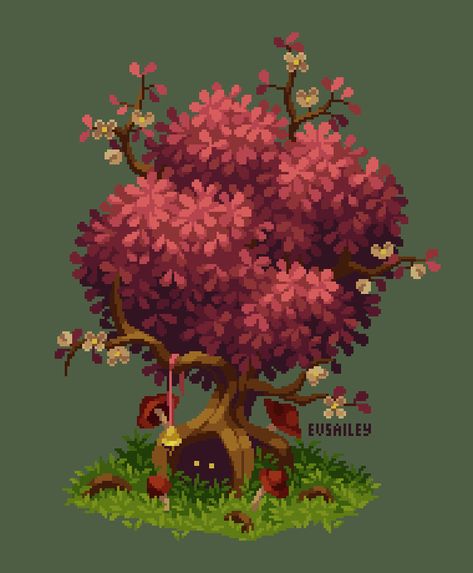 ArtStation - Forest tree, Evsailey Tree Pixel Art, Pixel Art Nature, Pixel Plants, Dots Game, Indie Game Art, Cat Game, Pixel Art Tutorial, Cool Pixel Art, Cute Sketches