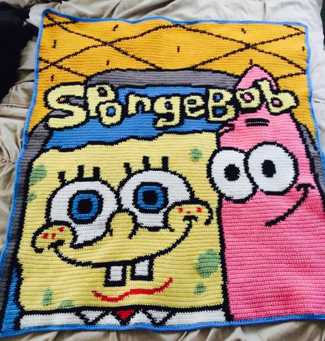 Spongebob And Patrick, Plaid Crochet, Crochet Humor, Crochet Inspo, Blanket Patterns, Crochet Blankets, Crochet Blanket Patterns, Blanket Pattern, Crochet Ideas