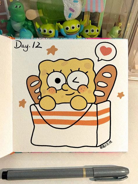 ai art by画不完辣色 Bob Sponge, Art Markers Drawing, Clip Art Freebies, Creative Book Covers, Tropical Illustration, Cute Easy Doodles, Cute Laptop Stickers, Simple Canvas Paintings, Cute Frames