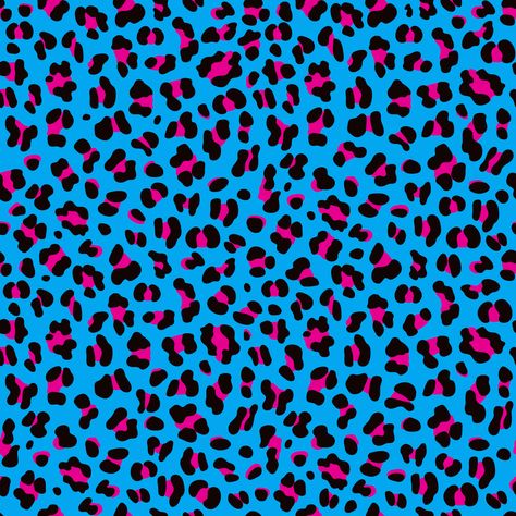 Retro 80s Neon Pink And Blue Leopard , Raspberry Creek Fabrics Neon Pink And Blue Wallpaper, Hot Pink And Teal Aesthetic, Mcbling Pattern, 2000s Prints, Neon Blue Background, Scenecore Aesthetic, Rh Decals, 80s Background, Pink And Blue Background