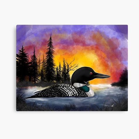 Loon Watercolor Paintings, Loon Painting Acrylic, Loon Painting, Hawaiian Flower Drawing, Cool Eye Drawings, Watercolour Birds, Eye Drawings, Bird Painting Acrylic, Common Loon