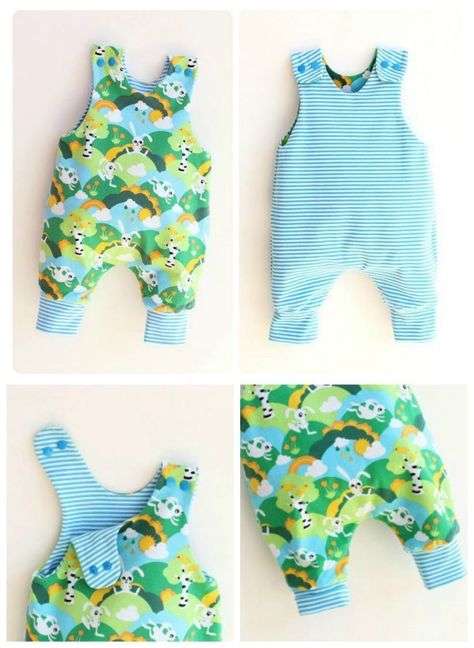 Fully reversible baby romper sewing pattern. This baby clothes sewing pattern covers from newborn to age 6 years and is suitable even for beginner sewers. It's an easy pattern with all the seams hidden inside, no serger required. Baby onesie sewing pattern, baby pants or overalls sewing pattern. #BabySewingPattern #BoysSewingPattern #GirlsSewingPattern #RomperSewingPattern #RomperPattern #ReversibleSewingPattern #EasySewingPattern #SewingForKids #SewBabyClothes Onesie Sewing Pattern, Overalls Sewing Pattern, Baby Romper Sewing Pattern, Boys Sewing Patterns, Romper Sewing Pattern, Baby Romper Pattern, Projek Menjahit, Baby Clothes Patterns Sewing, Boy Sewing