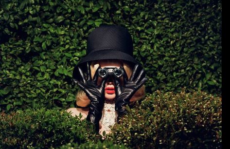 Photography  Woman spy spying in bushes shrubs shrubbery Spy Photoshoot, Fantasy Roles, Spy Party, Father Photo, Lucy Boynton, Photoshoot Video, Shoot Inspiration, Photography Women, Photoshoot Inspiration