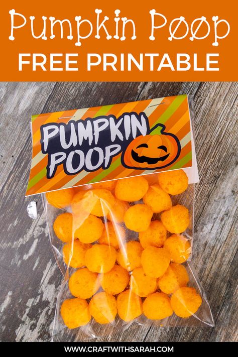 Halloween Treat Bag Ideas, Pumpkin Poop, Treat Bag Ideas, Diy Halloween Spider, Halloween Treat Bags Diy, Craft Printables, Halloween School Treats, Halloween Goodie Bags, Halloween Craft Projects