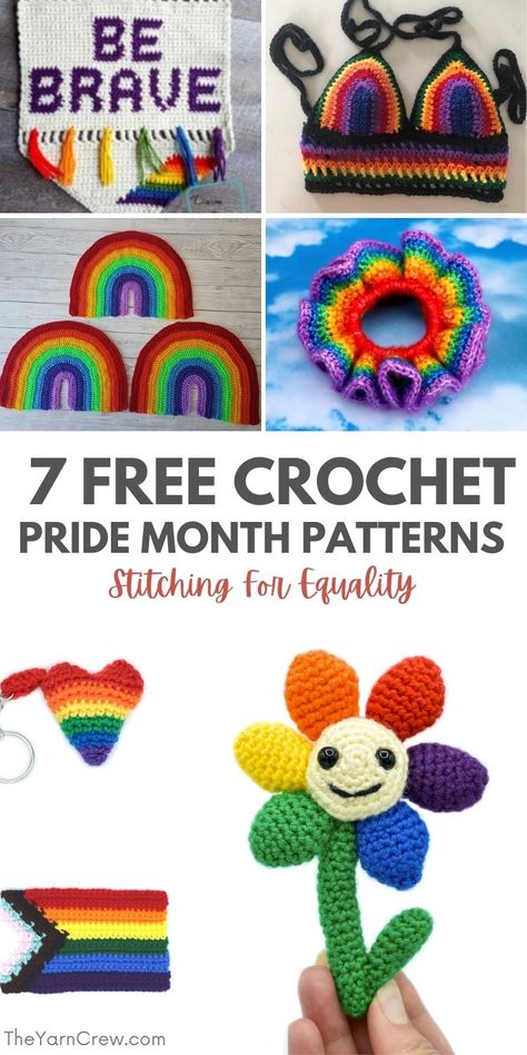 Crochet Craft Fair, Crochet Halter Top Pattern, Crochet Project Free, Love And Acceptance, Crochet Bandana, Crochet Rainbow, Cozy Crochet Patterns, Crochet Hair Accessories, Crochet Pouch