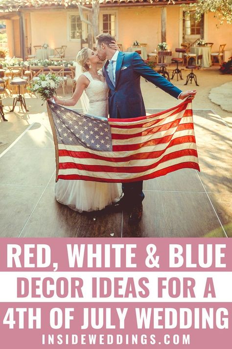 While it's certainly appropriate to not go with a red, white, and blue color palette despite the holiday, many couples do choose to incorporate at least one of the hues for their celebration as a nod to the 4th of July. Fourth Of July Wedding, 4th Of July Wedding, Red White Blue Decorations, Blue Color Palette, July Wedding, Marrying My Best Friend, Blue Colour Palette, Blue Decor, Plan Design