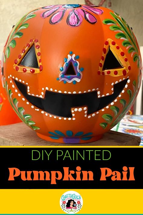 Halloween Candles Diy, Painted Pumpkin Ideas, Pumpkin Pail, Hand Painted Pumpkin, Last Minute Halloween, Painted Pumpkin, Red Chile, Halloween Window, Pumpkin Ideas