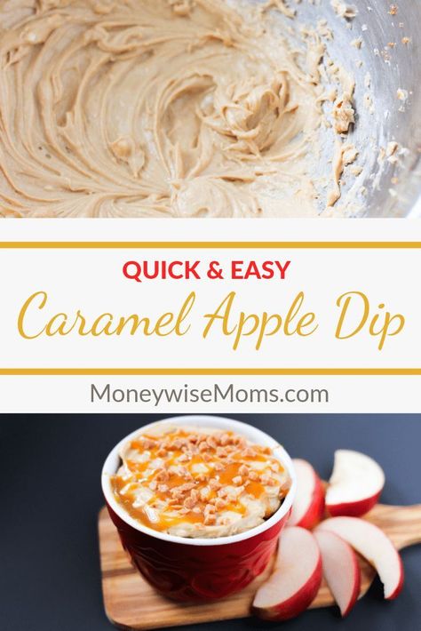 How to Make Caramel Apple Dip - great dessert for a potluck or party! Dip pretzels, fruit, or cookies into this simple dip recipe  #recipe #partyfood #diprecipe #recipes #sweets #dessert Marshmallow Fluff Fruit Dip, Cream Cheese Pinwheels, Caramel Apples Easy, Caramel Apple Dip, Thanksgiving Desserts Easy, Caramel Apple Cheesecake, Party Dip, How To Make Caramel, Apple Dip