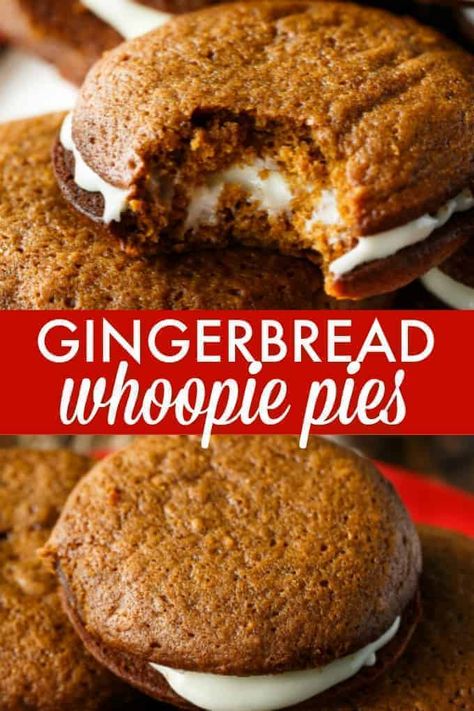 Gingerbread Whoopie Pies Recipe, Gingerbread Whoopie Pies, Whoopi Pies, Spicy Gingerbread, Soft Gingerbread, Whoopie Pie Recipe, Jul Mad, Diy Easy Recipes, Dessert Aux Fruits