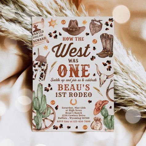 $ 3.08 | Cowboy Rodeo 1st Birthday How The West Was One - cowboy birthday, cowboy party, cowboy 1st birthday, 1st rodeo birthday party, rodeo birthday party, boy rodeo birthday, wild west birthday, wild west party, cowboy ranch birthday, how the west was one Ranch Birthday Party, 1st Rodeo Birthday Party, 1st Rodeo Birthday, Cowboy Birthday Party Invitations, Rodeo Birthday Party, Cowboy Invitations Birthday, Cowboy Invitations, Wild West Birthday, 1st Rodeo