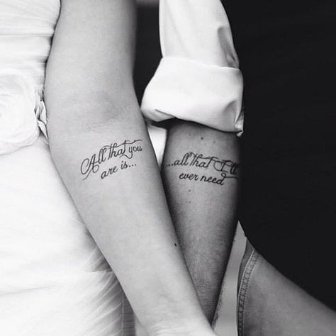 First Dance Lyrics Ehe Tattoo, Couple Tattoo Quotes, Marriage Tattoos, Couple Tat, Tattoo Line Art, Couple Tattoos Love, Partner Tattoos, Best Couple Tattoos, Small Couple Tattoos