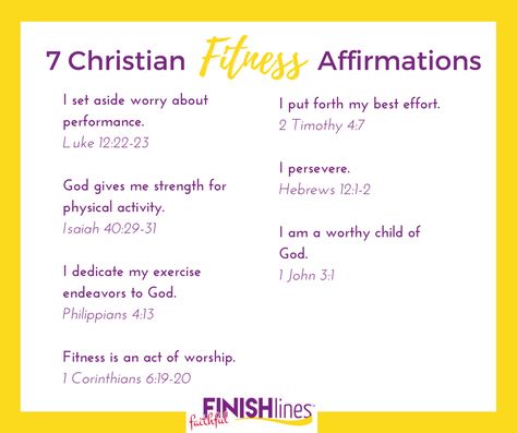 Do you want to dedicate your exercise and fitness efforts to God, but you aren't sure how? Use this 7 Christian Fitness Affirmations and printable cards. Christian Exercise, Christian Fitness Motivation, Fitness Affirmations, Christian Athletes, Bariatric Sleeve, Christian Fitness, Christian Affirmations, Fitness Motivation Pictures, Motivational Pictures