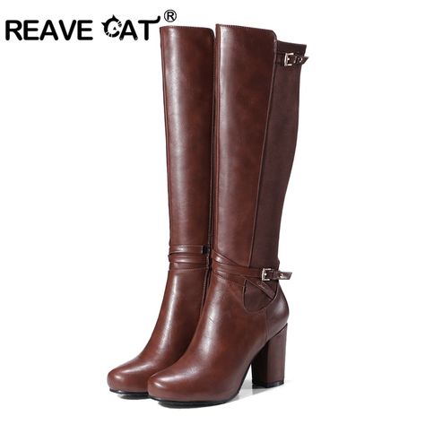 Smarter Shopping, Better Living! Aliexpress.com Brown High Boots, Knee High Riding Boots, Cat Women, Brown Knee High Boots, Tall Brown Boots, Comfort Shoes Women, Boots Waterproof, Suede Leather Boots, Chunky High Heels