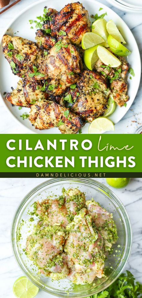 CILANTRO LIME CHICKEN THIGHS, simple chicken recipes, family dinner ideas for tonight Lime Marinade, Grilled Chicken Thighs, Spring Dinner, Cilantro Lime Chicken, Summer Grilling Recipes, Summer Recipes Dinner, Summer Grilling, Lime Chicken, Cilantro Lime