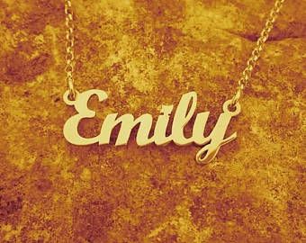 18k Gold Plated Emily Name Necklace ORDER ANY NAME Personalized Name Necklace Necklace With Name Custom Made Early Christmas Sale Emily Name, Necklace With Name, Floating Diamond Necklace, Personalized Gold Necklace, Monogram Pendant, Floating Necklace, Crown Necklace, Gold Name Necklace, Dangle Necklaces