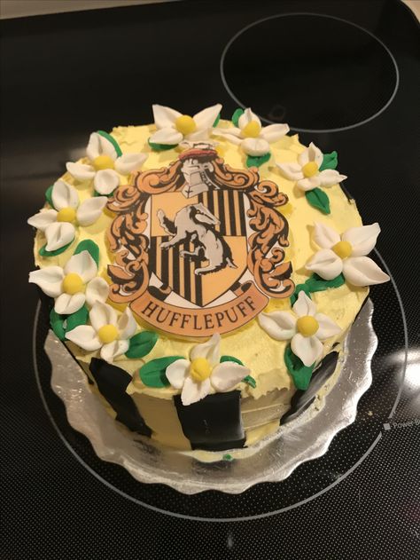 Made my own Hufflepuff cake! Harry Potter Birthday Cake Hufflepuff, Hufflepuff Cake Birthday, Hufflepuff Cake, Harry Potter Theme Cake, Birthday Cake Video, Harry Potter Snacks, 14th Birthday Cakes, Harry Potter Birthday Cake, Delicious Deserts