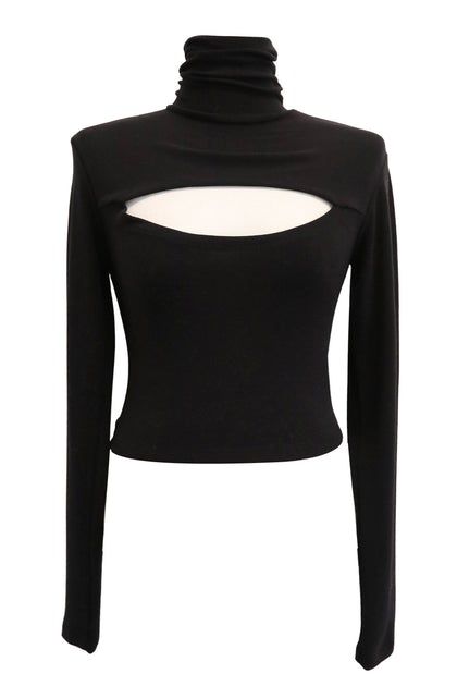 Ora Cut-Out Turtle Neck Top | Women's Long Sleeve Tees | storets Turtle Neck Shirt, Roblox T Shirts, Turtle Neck Crop Top, High Neck Crop Top, High Neck Top, Crop Top Outfits, S M, Neck Crop Top, Long Sleeve Tees Women