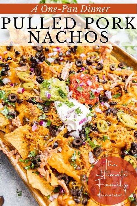 Pulled Pork Nachos Pork Nachos Pulled, Simple Pulled Pork, Pulled Pork Nachos Recipe, Pork Nachos Recipe, Bbq Nachos, Nachos Ingredients, Cheesy Nachos, Easy Pulled Pork, Slow Cooked Pulled Pork