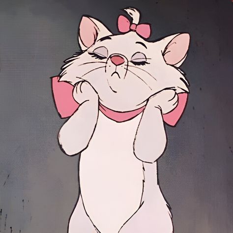 Marie The Cat Aesthetic, Pink Cartoon Pfp, Marie Cat Aesthetic, Marie Aristocats Aesthetic, Cartoon Cat Pfp, Disney Cat Characters, Marie Kitty, Duchess Aristocats, Marie From Aristocats