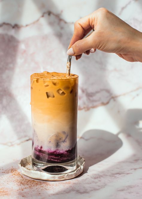 Blueberry Iced Latte — saltnpepperhere Blueberry Coffee Syrup Recipe, Coffee Flavor Pairings, Blueberry Latte Syrup, Coffee Shop Flavor Ideas, Blueberry Iced Latte, Coffee From Around The World, Blueberry Coffee Syrup, Blueberry Coffee Recipe, Blueberry Syrup For Coffee