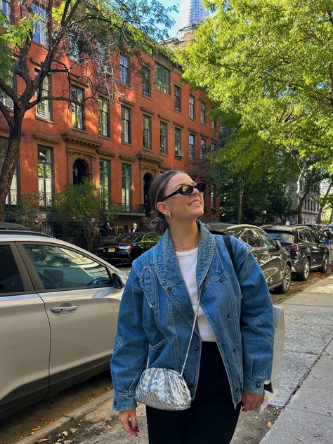 Jean jacket | silver bag | nyc outfit 2023 Outfits, Silver Bag, Silver Bags, Fall 2023, Outfit Inspo Fall, Fall Outfit, Jean Jacket, Fall Outfits, New York