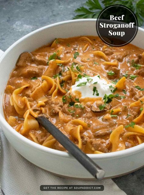 Cozy Winter Meals, Beef Stroganoff Soup, Stroganoff Soup, Meals Beef, Cozy Soup, Winter Meals, Soup Base, Soup Beans, Green Soup