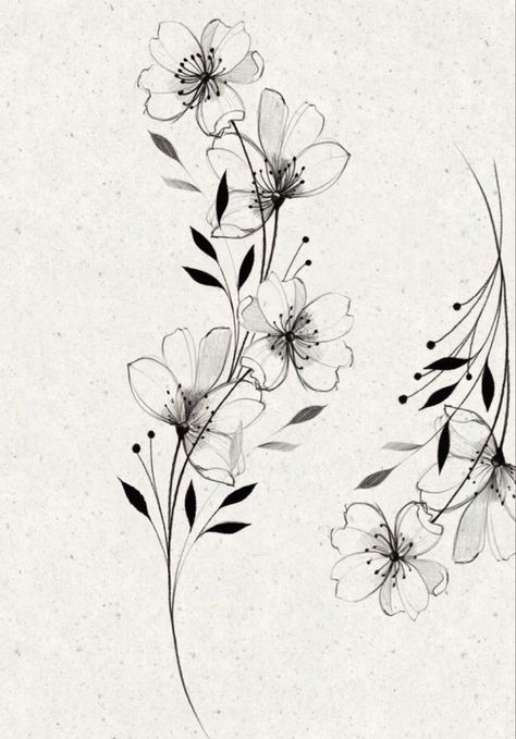 Floral Wrap Around Tattoo Design, Line Flower Tattoo Design, Black White Flower Tattoo, Flower Vine Tattoos For Women, Sakura Flower Drawing, Floral Tattoo Design Sleeve, Black And White Flower Drawing, Ramos Tattoo, Flower Tattoo Black And White