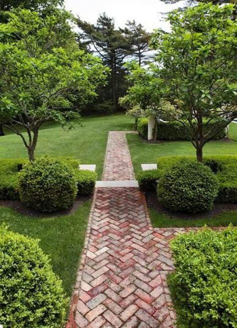 Red Brick Path, Preppy Pinterest, Herringbone Brick, Backyard Walkway, Walkway Landscaping, Brick Path, Brick Walkway, Walkways Paths, Brick Garden