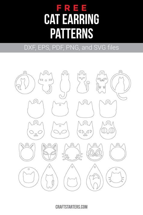 Svg Earring File Free, Laser Cut Wood Jewelry, Earring Templates, Cat Earring, Vinyl Printer, Cricut Earrings, Jewelry Template, Fancy Accessories, Laser Cut Wood Earrings