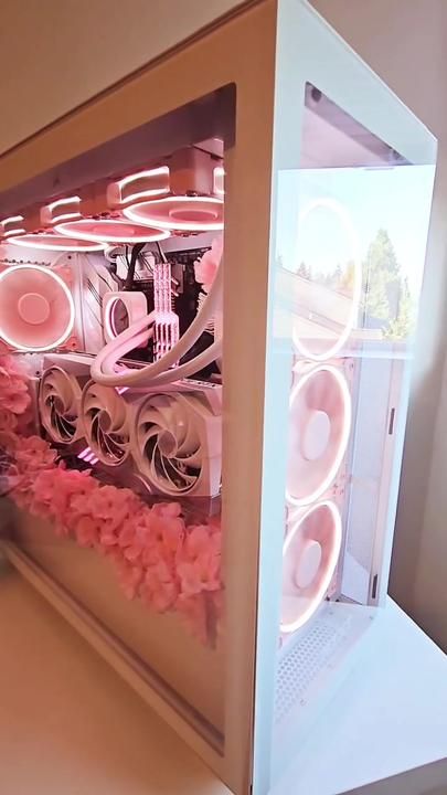 Cherry Blossom theme PC build! #pcbuild #pc #computer #pcgamer #pcbui... | TikTok Girly Pc Build, Pink Pc Build, Cherry Blossom Pc Setup, Pc Aesthetic, Pc Tower, Aesthetic Game, Pc Ideas, Tower Games, Cherry Blossom Theme