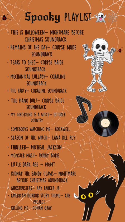 halloween Spooky Playlist, American Horror Story Theme, Halloween Music Playlist, Fall Halloween Aesthetic, Banner Photos, Halloween Block Party, Spooky Music, Halloween Sleepover, Fall Playlist